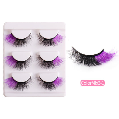 Colorful False Eyelashes At The End Of Each Eye Multi Layer Fluffy Color Imitation Mink Hair Fox Eye Cat Eye Eyelashes