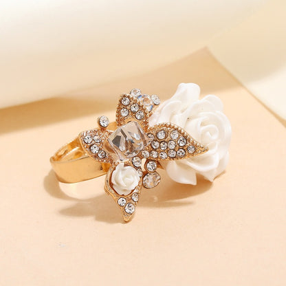 Rose Ring Ethnic Style Butterfly Ring Vintage Bohemian Alloy Popular Handpiece