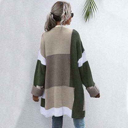 New Women Knitted Cardigans Lazy Style Color Matching