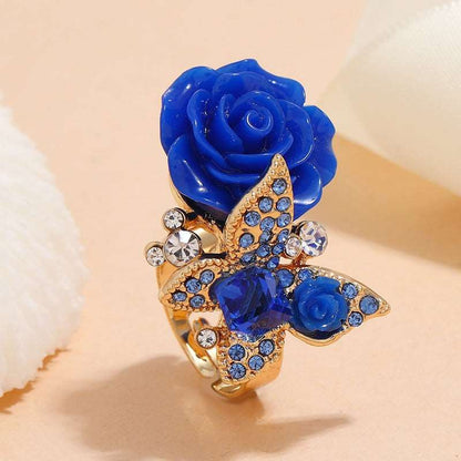 Rose Ring Ethnic Style Butterfly Ring Vintage Bohemian Alloy Popular Handpiece