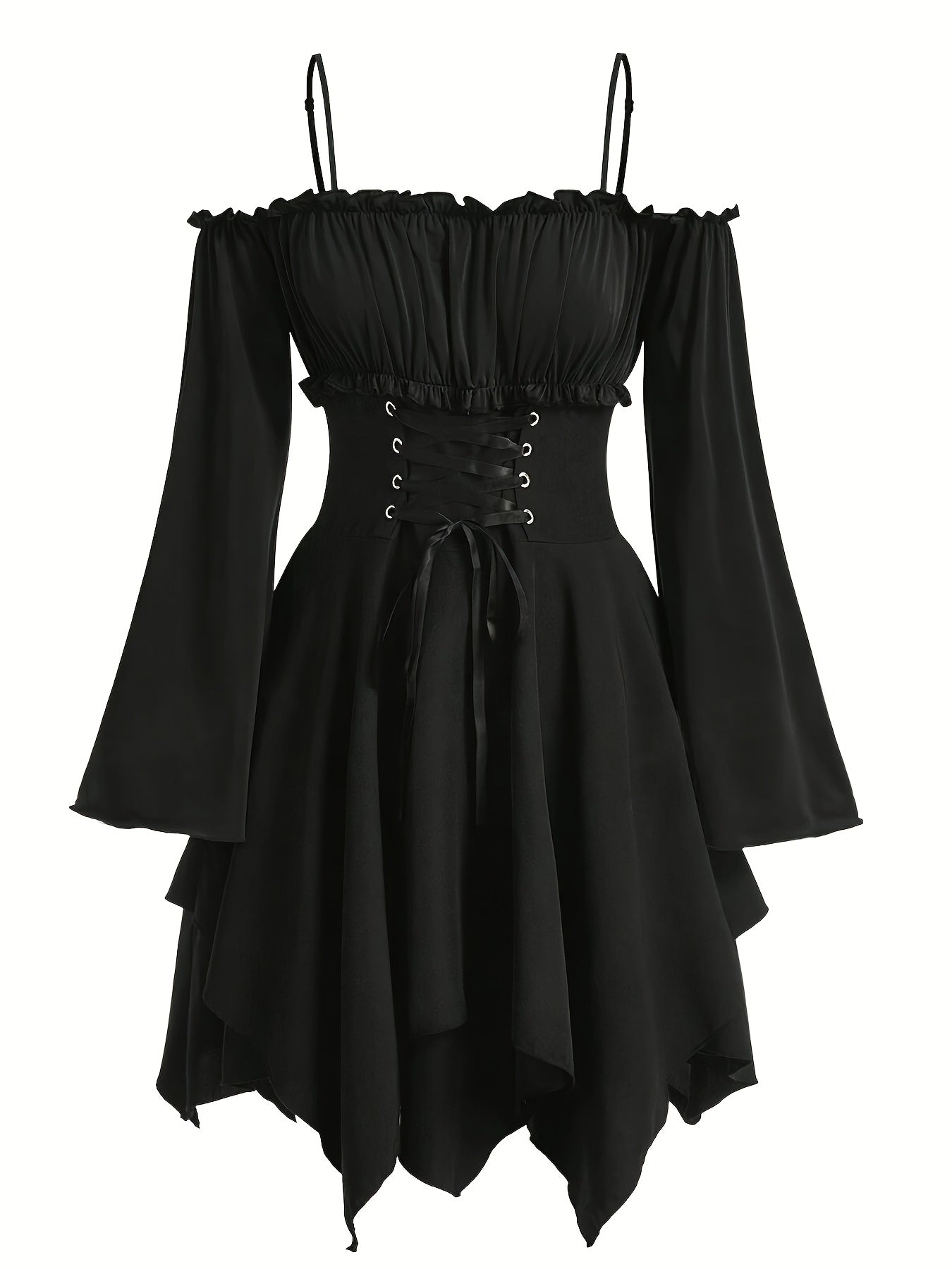 Chic Gothic Strapless Asymmetrical Hem Dress for Women