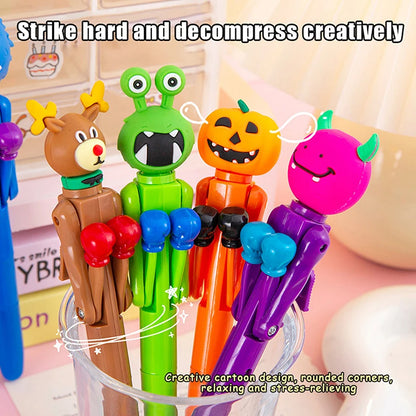 Funny Boxing Pen Vampire Pumpkin Monster Snowman Santa Claus Ballpoint Pen Decompression Toy Tricky Toys Stationery Supplies