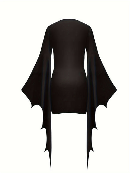 Enchanting Batwing Sleeve Goth Cosplay Dress for Women