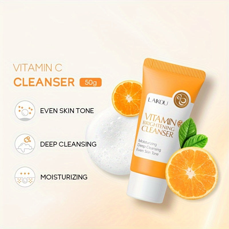 1pc 50g Vitamin C Cleanser, Facial Wash Cleanser, Gentle Cleansing Pores Cleanser, Brightening Oil Control Cleanser