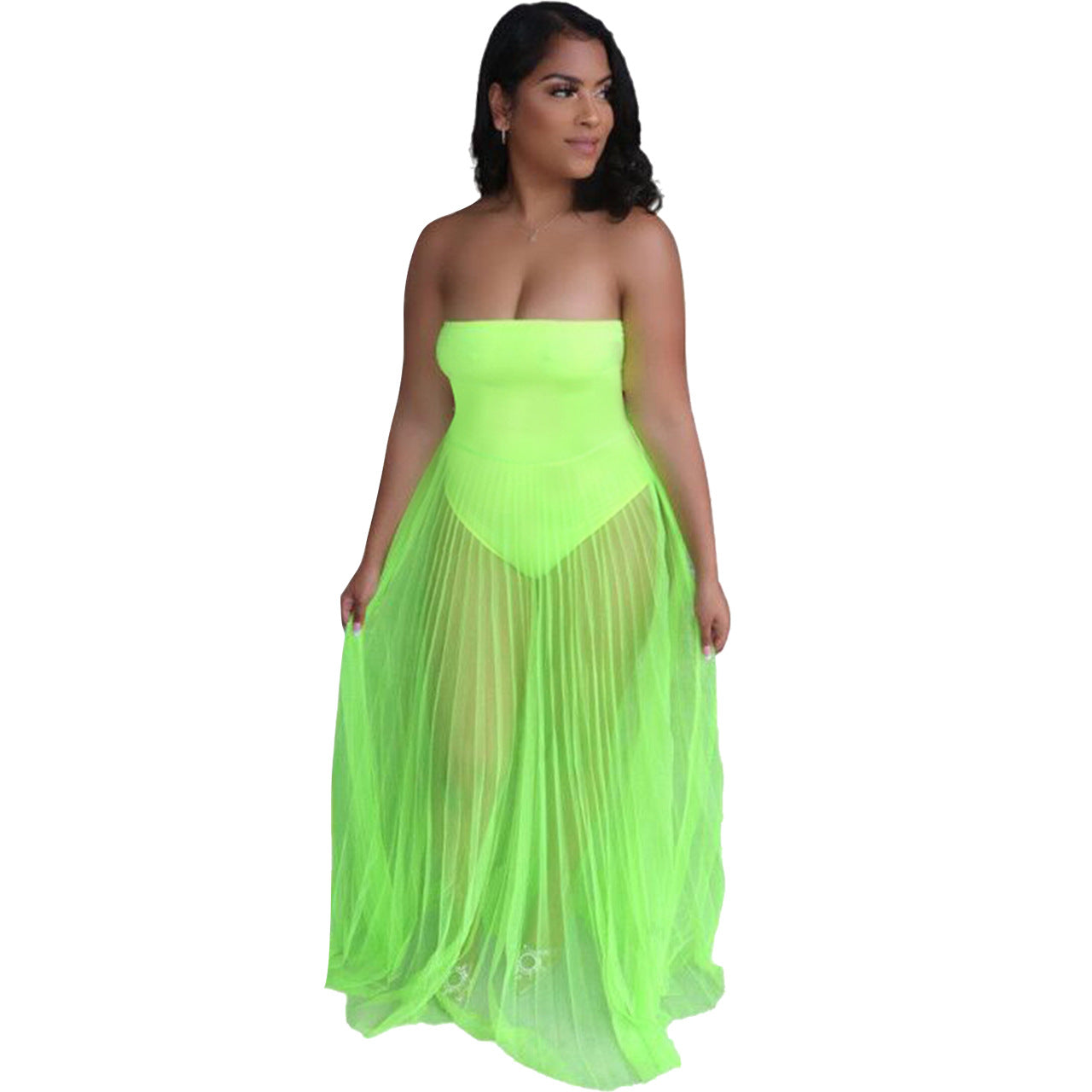 Sexy Mesh See-through Dress With Wrapped Chest - BEAUTY BOUTIQUE