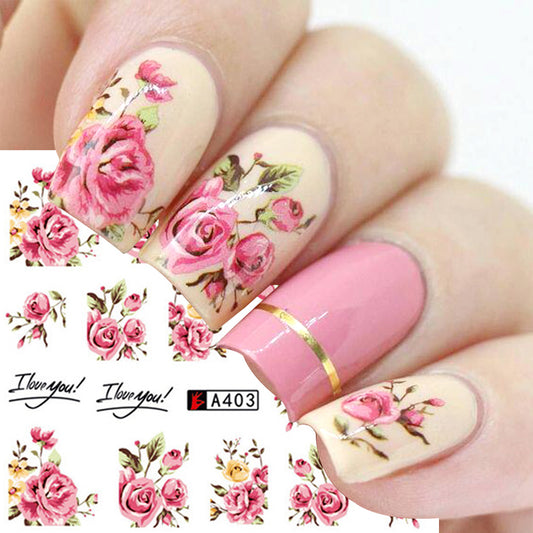 Nail Art Rose Nail Sticker Bowknot Lace Red Flower Nail Applique Eco-Friendly Nail - BEAUTY BOUTIQUE