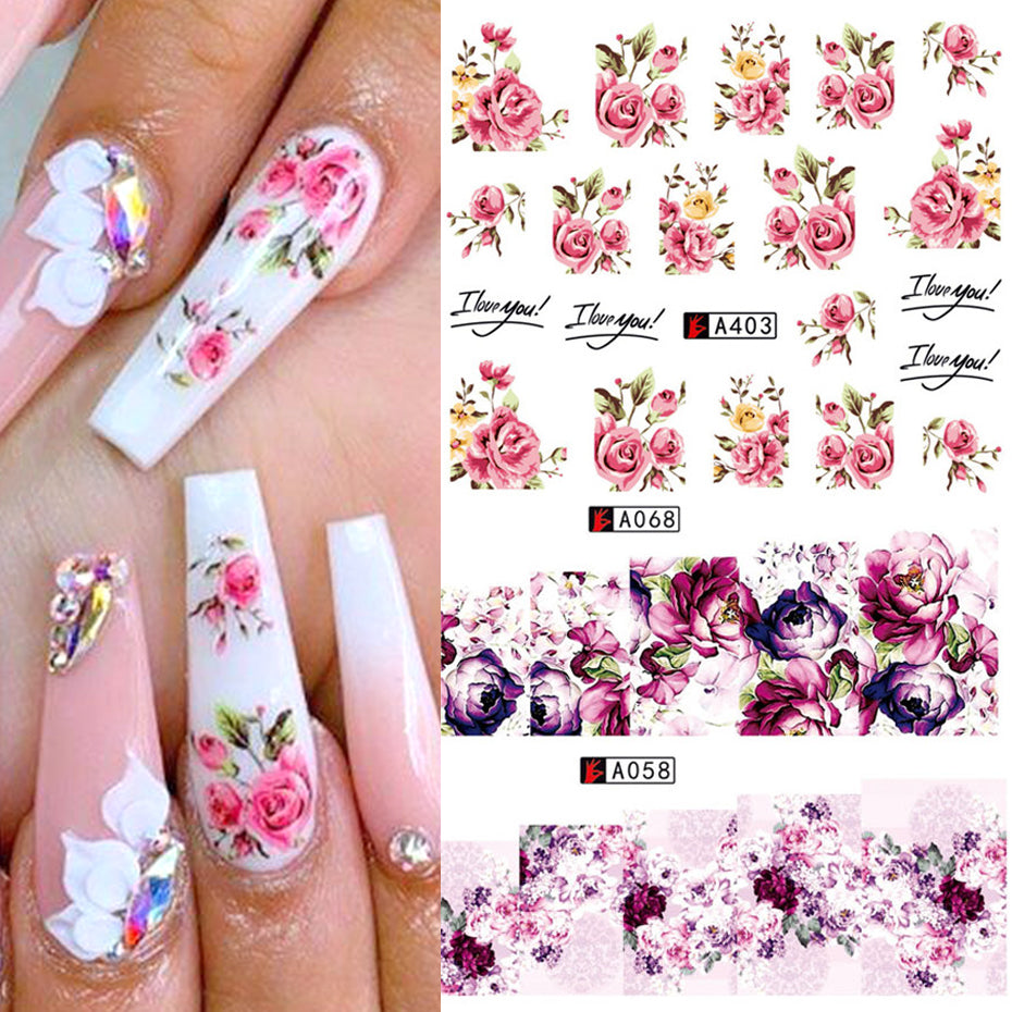 Nail Art Rose Nail Sticker Bowknot Lace Red Flower Nail Applique Eco-Friendly Nail - BEAUTY BOUTIQUE