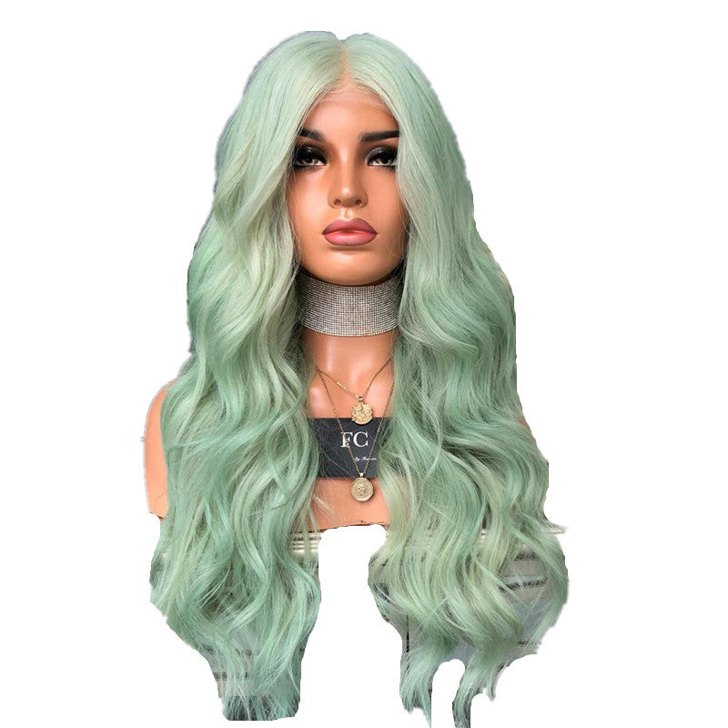 New European And American Wigs For Women Green Mid-Length Curly Hair - BEAUTY BOUTIQUE