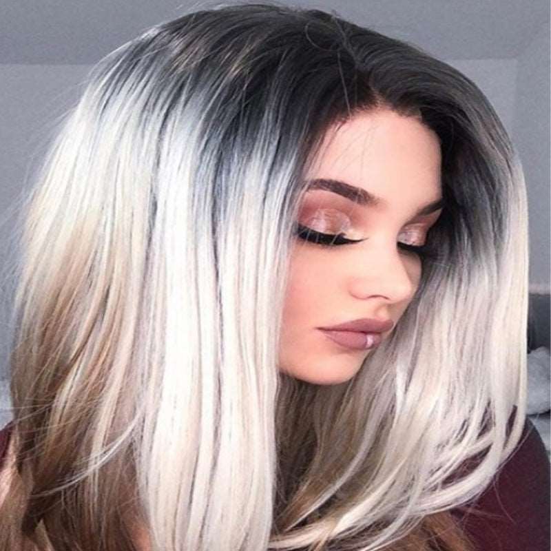 Three-color Gradient Mid-section Women's Wig Set