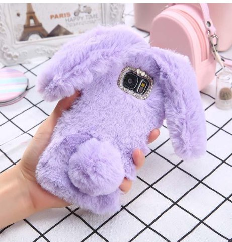 Fluffy Bunny Rabbit Fur Silicone Phone Cases - BEAUTY BOUTIQUE