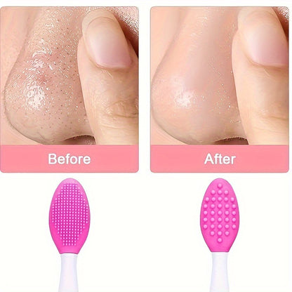 Silicone Nose Brush Clean To Black Head Brush Double Sided Soft Exfoliating Brush DIY Facial Skin Care Cleaning Rough Massage Tool For Men And Women Home