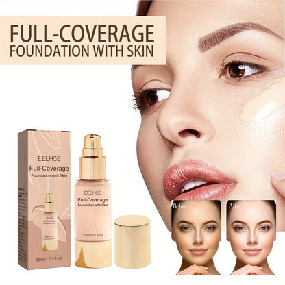 EELHOE Full-Coverage Foundation Cream - All Skin Tones Compatible, Cream Formula, Moisturizing, Natural Makeup Effect, Adjustable Coverage, Medium/Light to Medium/Medium-Deep Shades, Long-Lasting Radiance