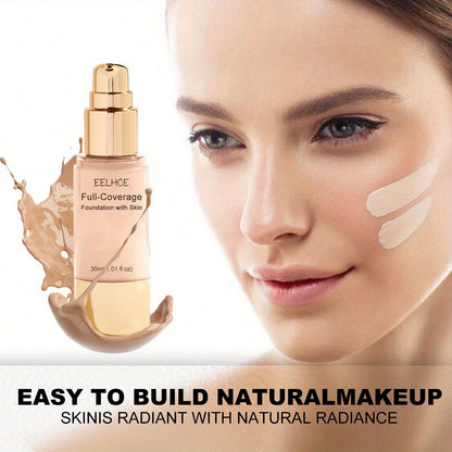 EELHOE Full-Coverage Foundation Cream - All Skin Tones Compatible, Cream Formula, Moisturizing, Natural Makeup Effect, Adjustable Coverage, Medium/Light to Medium/Medium-Deep Shades, Long-Lasting Radiance