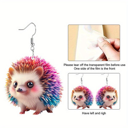 Chic Hedgehog Acrylic Drop Earrings - Lightweight, Fashionable Animal Design For Women | Perfect For Daily Wear & Birthday Gifts Earrings For Women Jewelry For Women