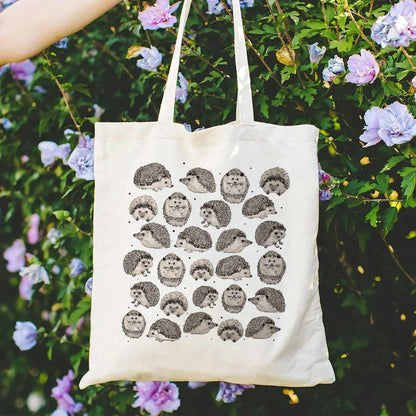 Hedgehog Print Shopping Bag, Shoulder Bag, Canvas Bag, Cloth Bag, Gift, Shopping Handbag, Shoulder Bag, Large Capacity Tote Bag, Minimalist Handbag