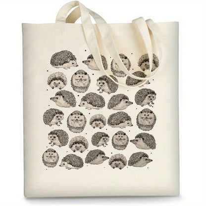 Hedgehog Print Shopping Bag, Shoulder Bag, Canvas Bag, Cloth Bag, Gift, Shopping Handbag, Shoulder Bag, Large Capacity Tote Bag, Minimalist Handbag