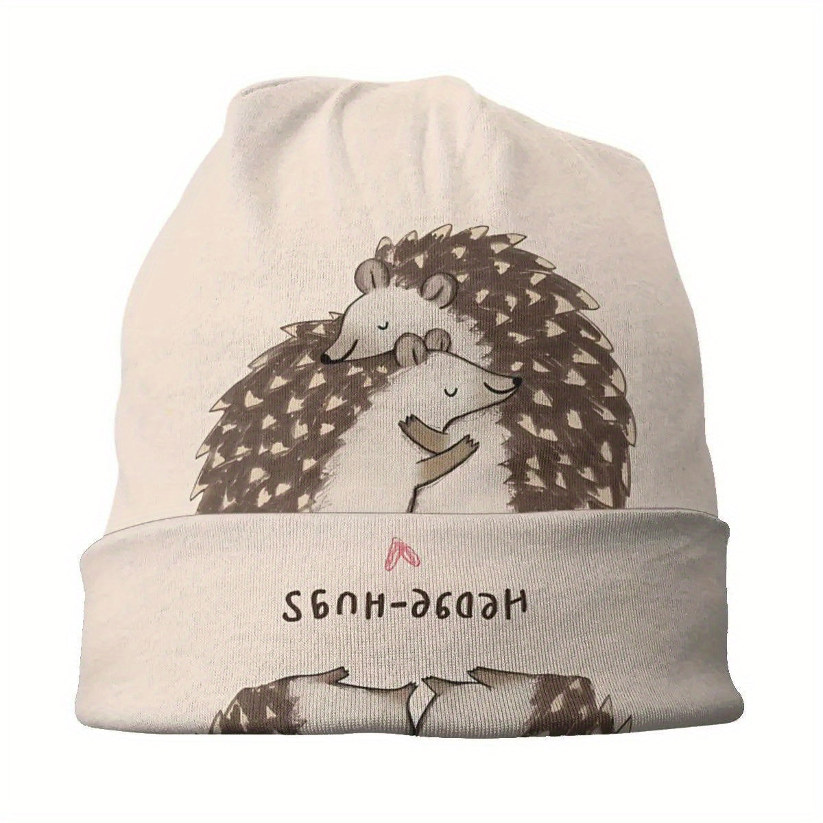 Men's Casual Hedgehog Beanie - Stylish Pullover Hat, Woven Polyester Spandex Blend, Winter Ski Cap