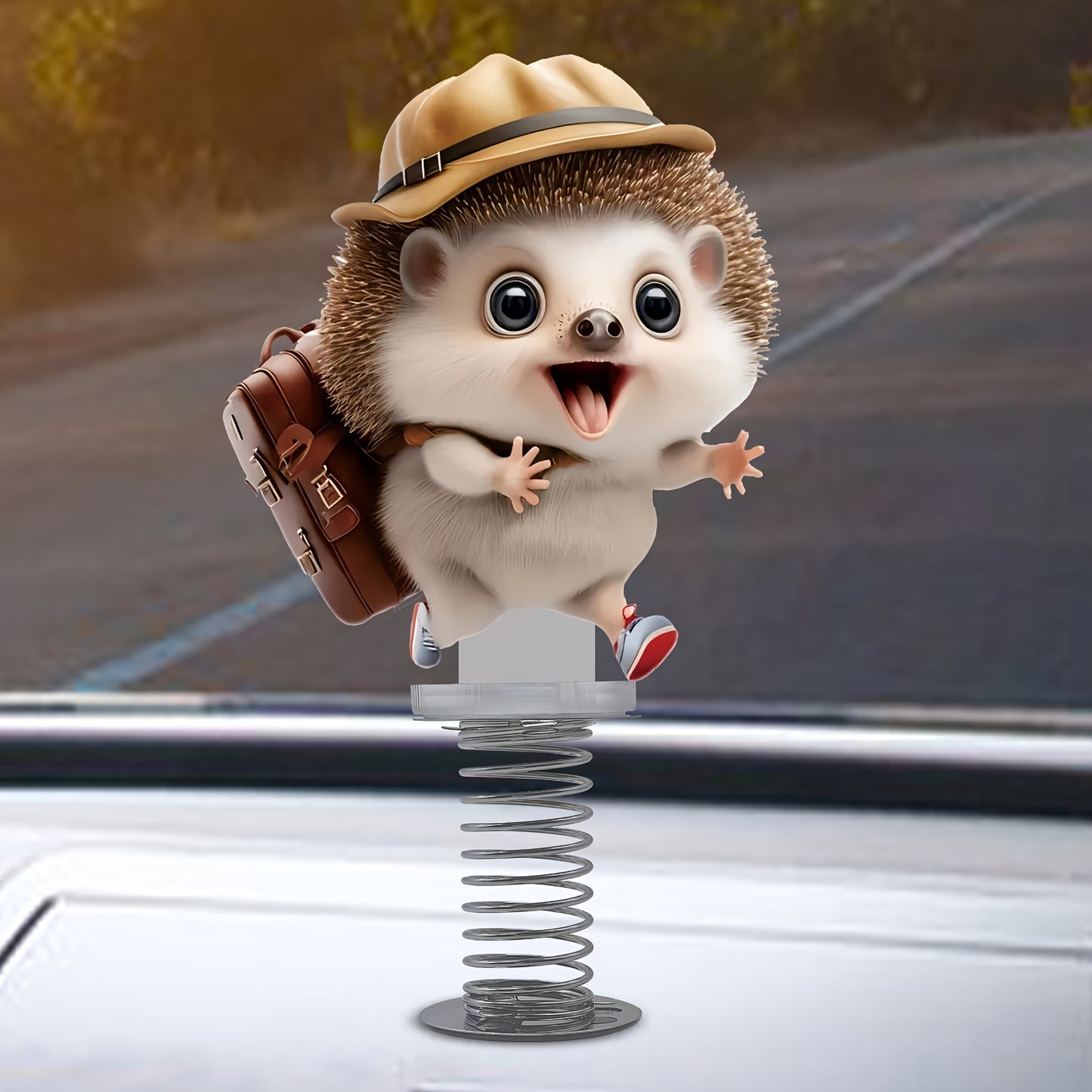 Adorable Hedgehog Bobblehead Car Decor - 2D Acrylic Dashboard Ornament, Perfect For Desk & Bike, Ideal Birthday Gift For Family And Friends