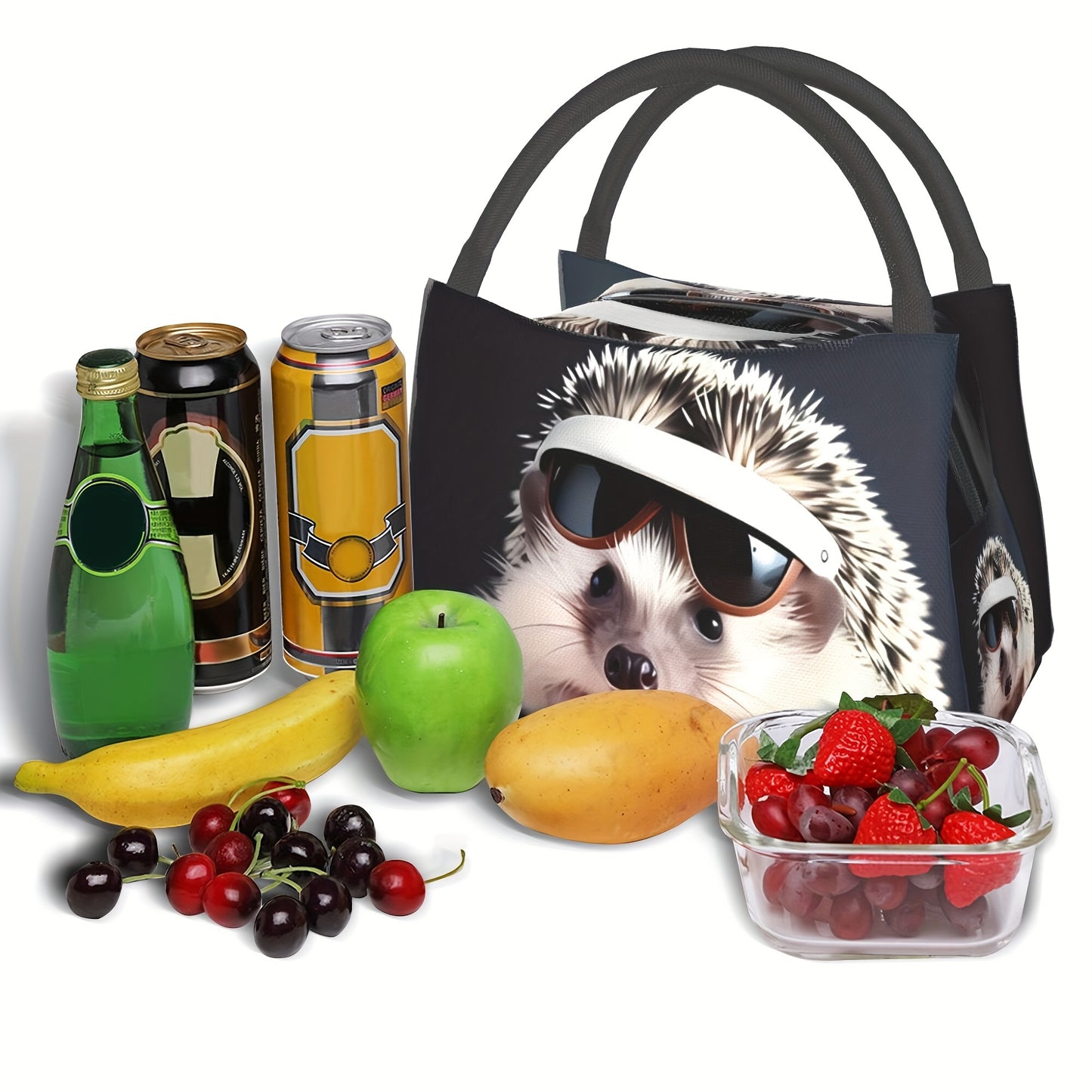 1pc Funny Hedgehog, Reusable Cooler Bag, Insulated Bag, Insulated Lunch Bag, For Camping Picnic Beach Essentials, Suitable For School, Classroom, Canteen, Office And Worker, 27.94x16.51x17.78 Cm