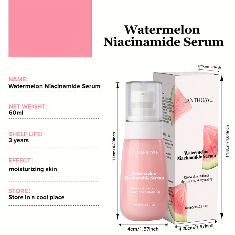 Watermelon Niacinamide Serum: Hydrating & Brightening Facial Serum with Hyaluronic Acid - 60ml/2.11 fl oz