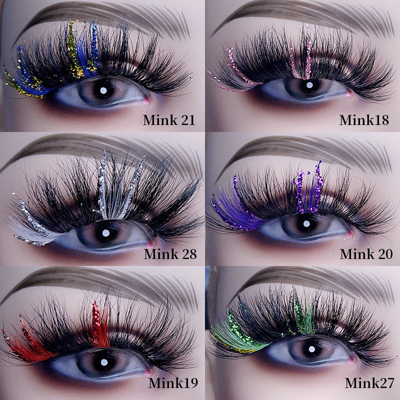 New Bright Pink Mink Hair Christmas Decoration Sequins False Eyelashes 25mm Eyelashes