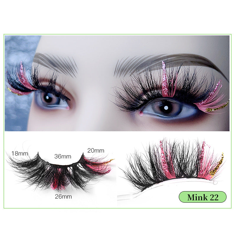 New Bright Pink Mink Hair Christmas Decoration Sequins False Eyelashes 25mm Eyelashes