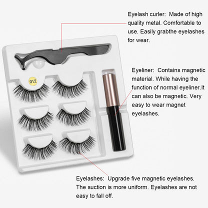 Magnetic Eyelashes Eyeliner Eyelash Curler Set5 Magnet Natural Long Magnetic False Eyelashes With Magnetic Eyeliner