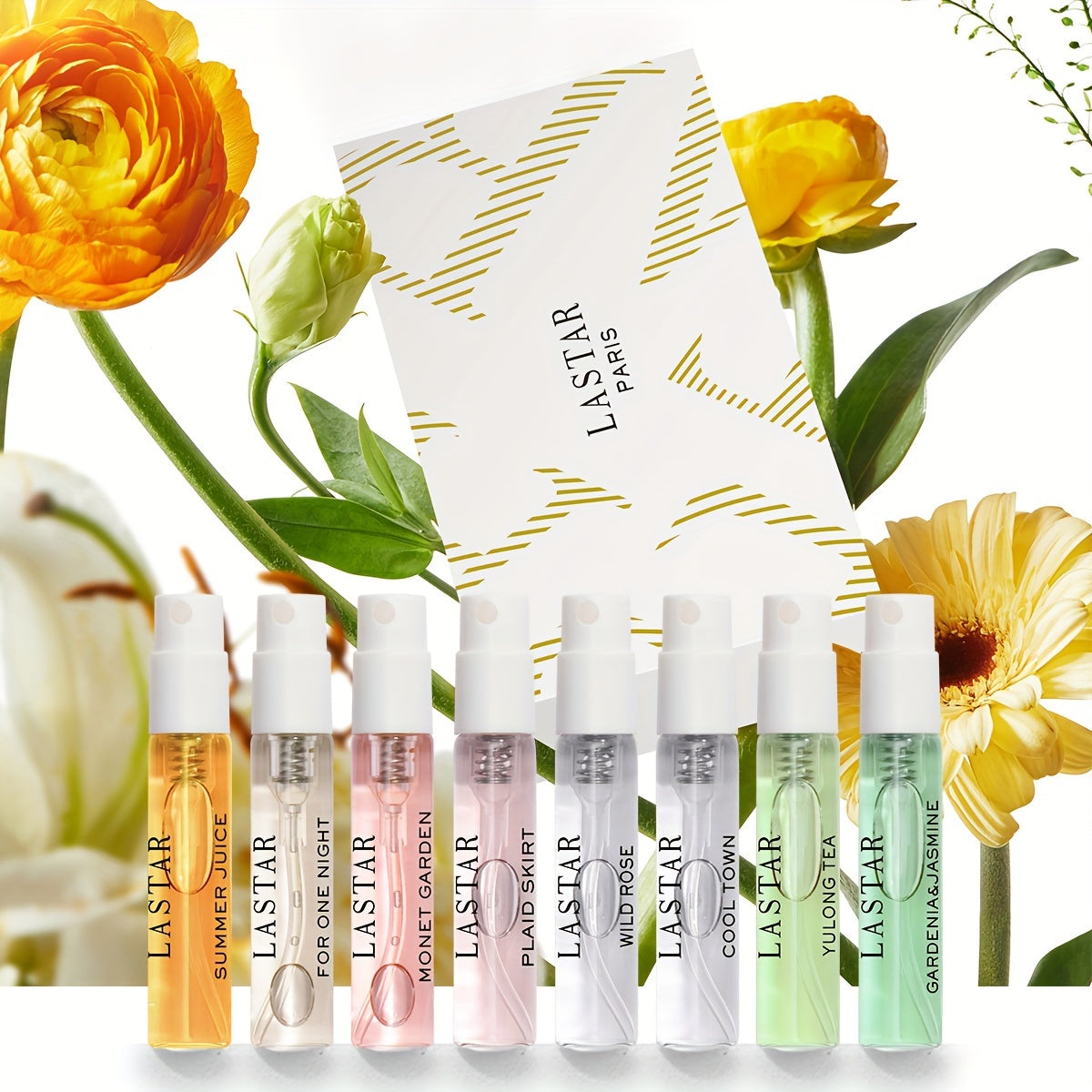 LASTAR Eau de Toilette Women's Spray Perfume Gift Set - 8 Piece Fresh Scented Floral, Citrus, Wood & Oriental Fragrances, Formaldehyde-Free Liquid, Alcohol Content, Perfect for Daily Use & Gifting