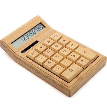 DIY Handmade Creative Bamboo 12 Bit Solar Energy Calculator Upscale Math Teaching Resources Office School Tool Stationery