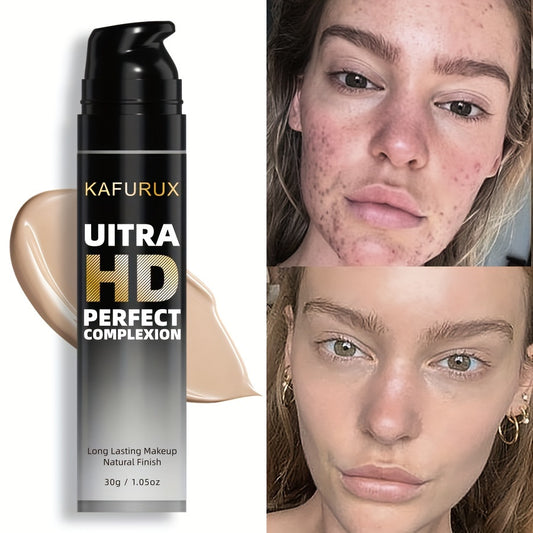 KAFURUX Ultra HD Perfect Complexion: Long Lasting Makeup with Natural Matte Finish - Suitable for All Skin Types and Conceals Dark Circles, Acne, and Blemishes