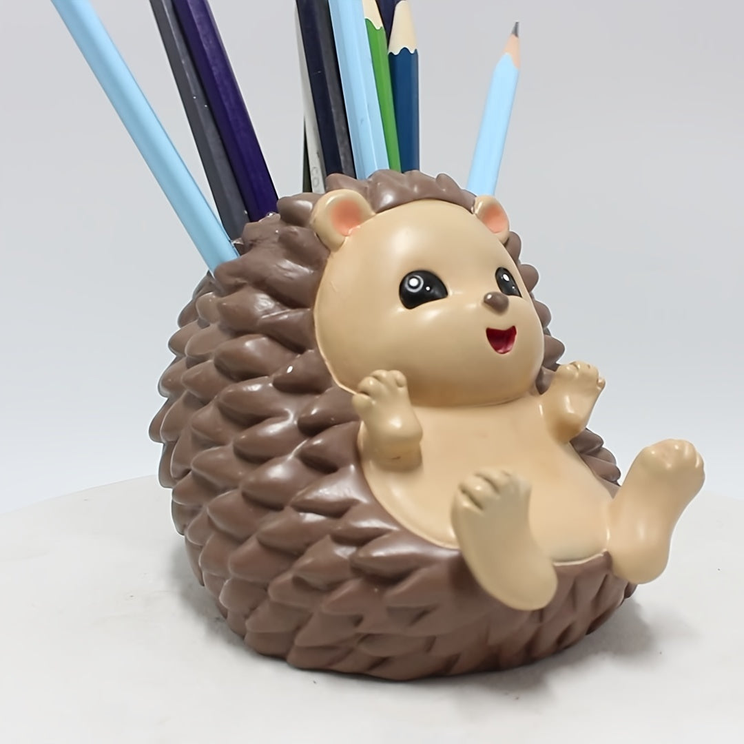 Versatile Hedgehog Pen Holder - Resin Crafted Desk Accessory, Creative Office Decor, Phone Stand & Pencil Organizer Pen Holder For Desk Cute Pen Holder For Desk