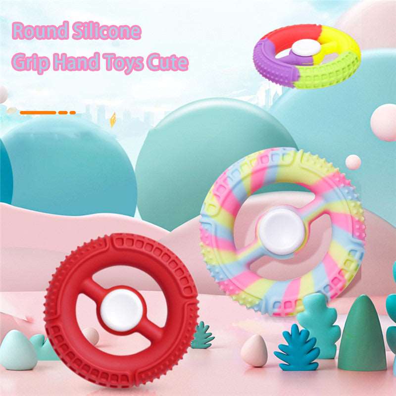 Round Silicone Grip Hand Fidget Spinner Toy Anti Stress Relief Spiner Antistress TPR Soft Toys For Children Boys Restless Gift