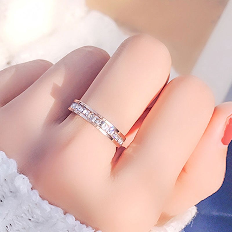 Personalized Single And Double Row Diamond Ring Women Titanium Steel Full Of Diamonds Fashion Ring Does Not Lose Color Full Of Stars Jewelry