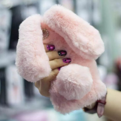 Fluffy Bunny Rabbit Fur Silicone Phone Cases - BEAUTY BOUTIQUE