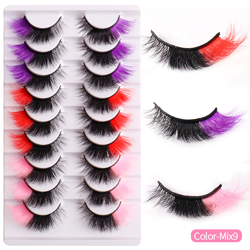 Colorful False Eyelashes At The End Of Each Eye Multi Layer Fluffy Color Imitation Mink Hair Fox Eye Cat Eye Eyelashes