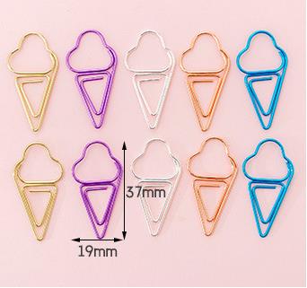 10 pcs/pack cute Cactus star Ice Cream Mini Paper Clips Kawaii Stationery Metal Clear Binder Clips Photos Tickets Notes Letter