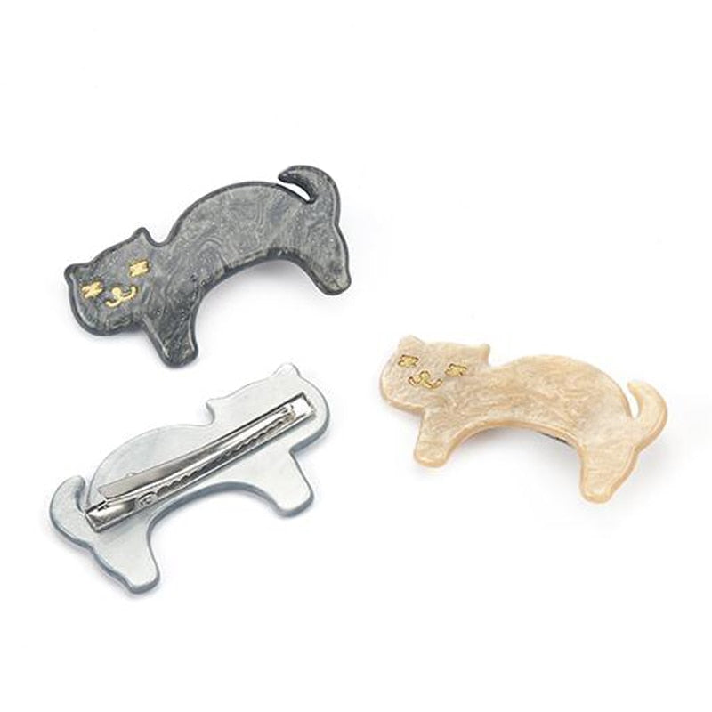 Women Animals Hair Accessories Solid Color Cartoon Cat Hairpins Jewelry Acrylic Buckbill Hair Clip Headwear