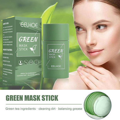 EELHOE Green Tea Solid Mask Deep Cleansing And Hydrating Mask Stick Shrinkage Of Pores Applicator Clay Mask