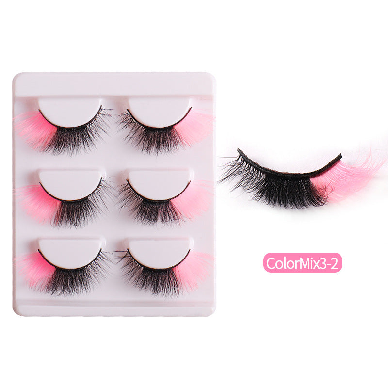 Colorful False Eyelashes At The End Of Each Eye Multi Layer Fluffy Color Imitation Mink Hair Fox Eye Cat Eye Eyelashes