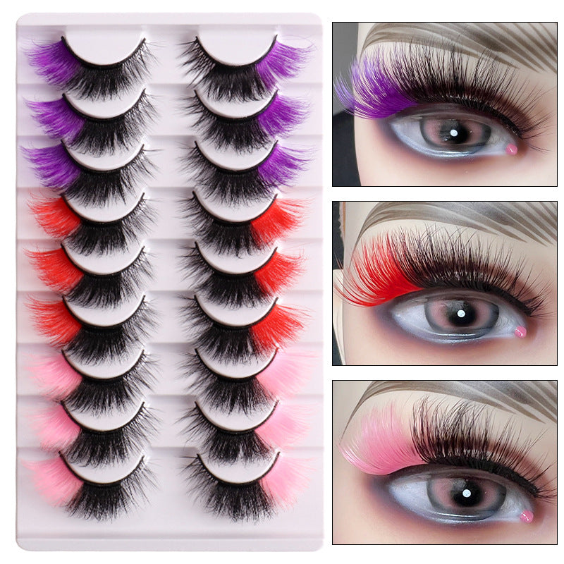 Colorful False Eyelashes At The End Of Each Eye Multi Layer Fluffy Color Imitation Mink Hair Fox Eye Cat Eye Eyelashes