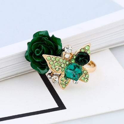 Rose Ring Ethnic Style Butterfly Ring Vintage Bohemian Alloy Popular Handpiece