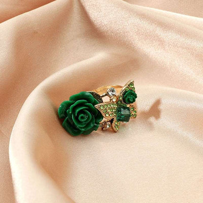 Rose Ring Ethnic Style Butterfly Ring Vintage Bohemian Alloy Popular Handpiece