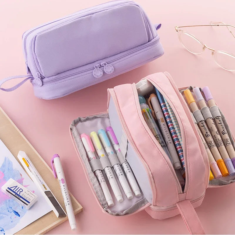 Student essential learning supplies multifunctional large capacity stationery bag pencil case