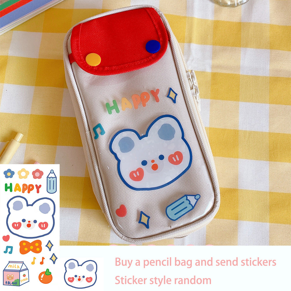 Japanese Pencil Case Large-Capacity Junior High School Girl Ins Wind Multi-Functional Primary School Students Cute High-Value Stationery Pencil Case