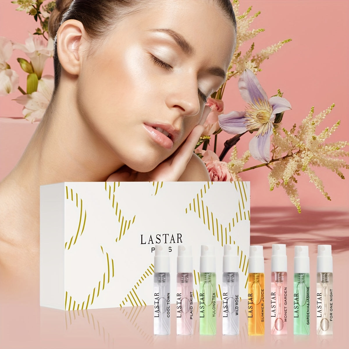 LASTAR Eau de Toilette Women's Spray Perfume Gift Set - 8 Piece Fresh Scented Floral, Citrus, Wood & Oriental Fragrances, Formaldehyde-Free Liquid, Alcohol Content, Perfect for Daily Use & Gifting