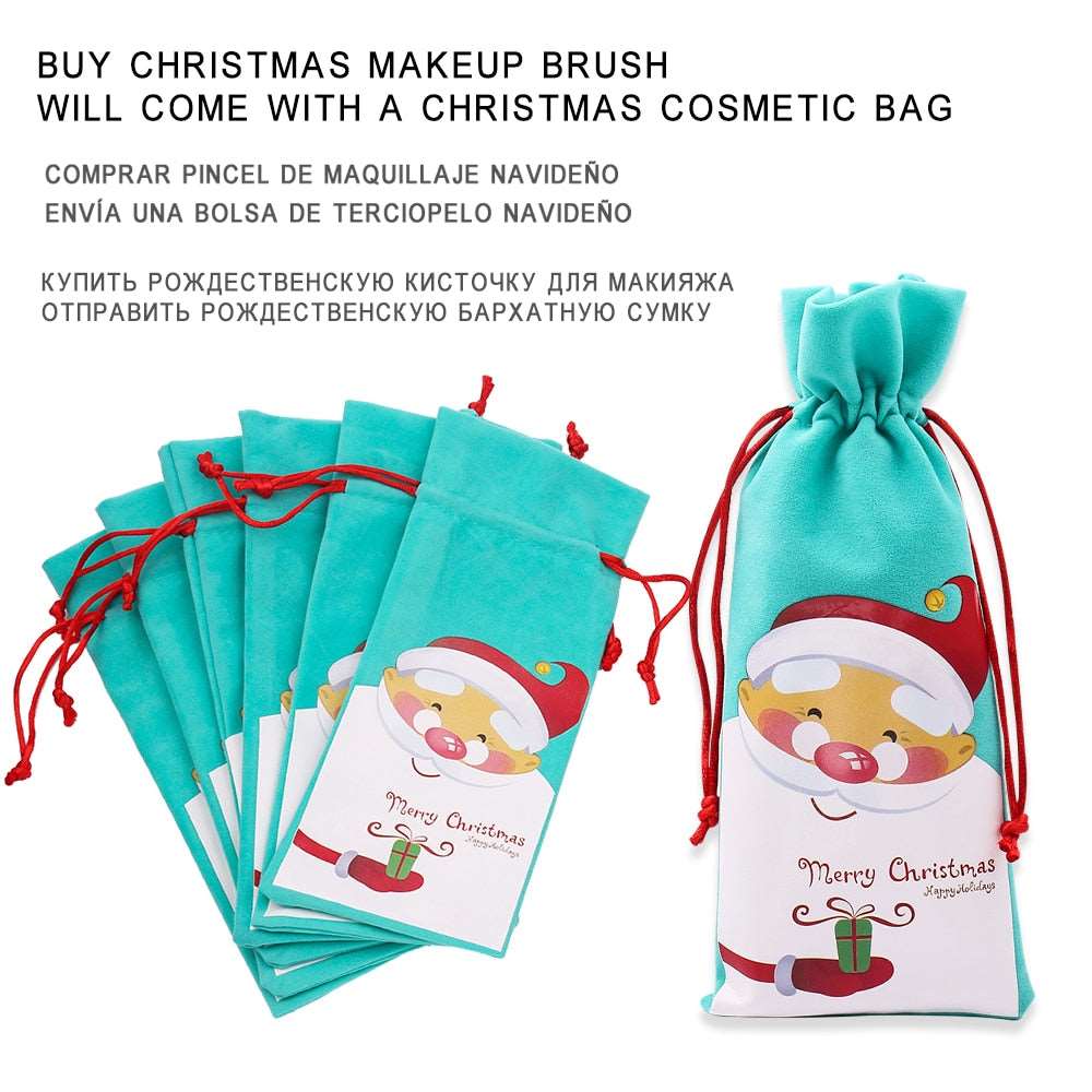 Christmas Makeup Brushes Set Soft Synthetic Hair Cosmetic Eyeliner Foundation Powder Blending Eye Shadow Makeup Tools