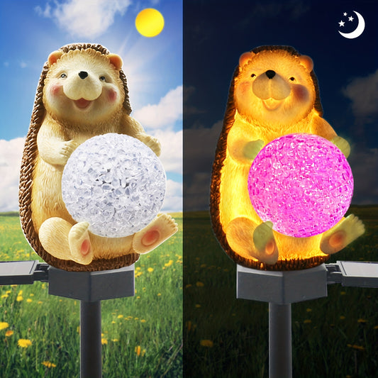 1pc, Upgraded Solar Garden Lights For Outdoor Decor, Solar Hedgehog Stake Lights Multi-Color Changing LED, Hedgehog Decorative Lights, For Yard Patio Garden Lawn Decoration, Outside Decor, Outdoor Decor, Garden Decor, Yard Decor