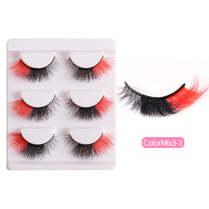 Colorful False Eyelashes At The End Of Each Eye Multi Layer Fluffy Color Imitation Mink Hair Fox Eye Cat Eye Eyelashes