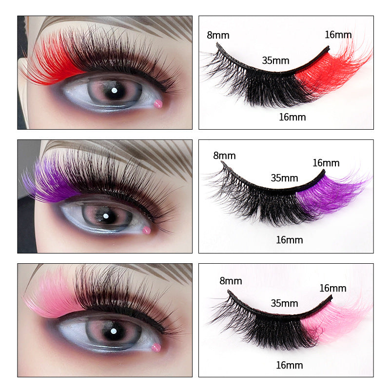 Colorful False Eyelashes At The End Of Each Eye Multi Layer Fluffy Color Imitation Mink Hair Fox Eye Cat Eye Eyelashes