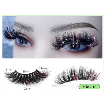 New Bright Pink Mink Hair Christmas Decoration Sequins False Eyelashes 25mm Eyelashes